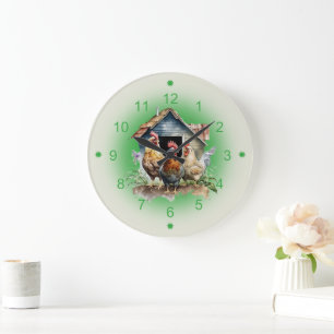 Grande Horloge Ronde Ferme de poulets et de poulaillers