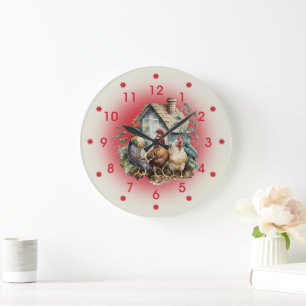 Grande Horloge Ronde Ferme de poulets et de poulaillers