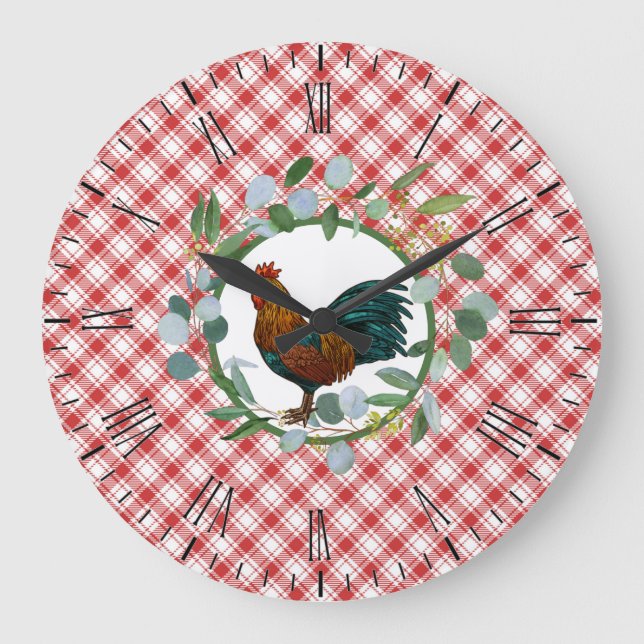 Grande Horloge Ronde Ferme Eucalyptus Wreath & Rooster (Recto)
