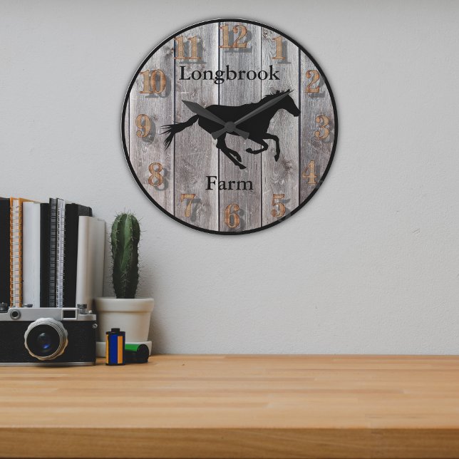 Grande Horloge Ronde Ferme Ranch ou Stable Nom 3 Bois-Barres Personnali (Créateur téléchargé)