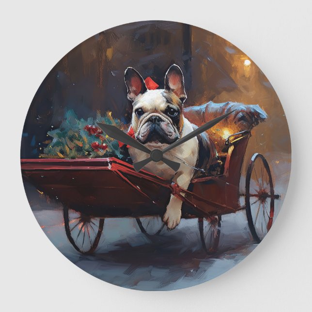 Grande Horloge Ronde Festin de Noël de Bulldog en France (Recto)