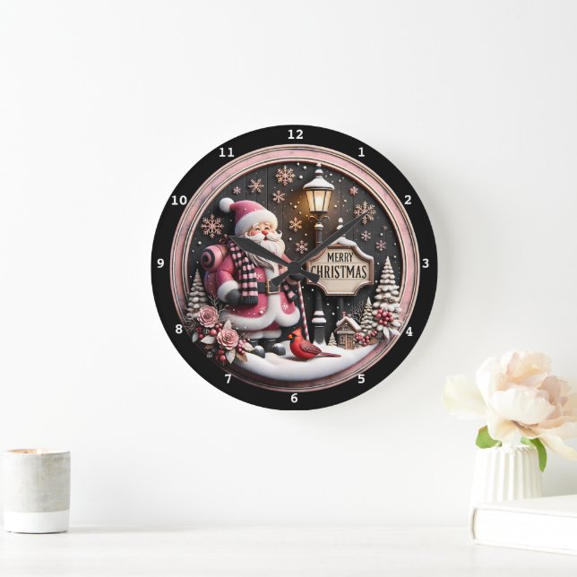 Grande Horloge Ronde Festivals Santa Claus avec détails de Noël (Maison)