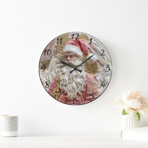 Grande Horloge Ronde Festive Père Noël la représentation artistique