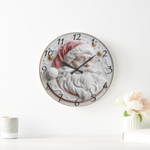 Grande Horloge Ronde Festive Santa Claus ornament apporte la joie des v