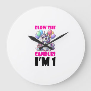 Grande Horloge Ronde Fête d'anniversaire de 1 an pour garçon Licorne En