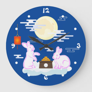 Grande Horloge Ronde Fête de la mi-automne Lapin de lune Gateau de lune