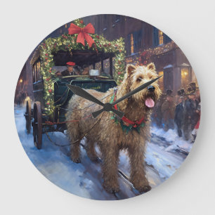 Grande Horloge Ronde Fête de Noël de Wheaten Terrier
