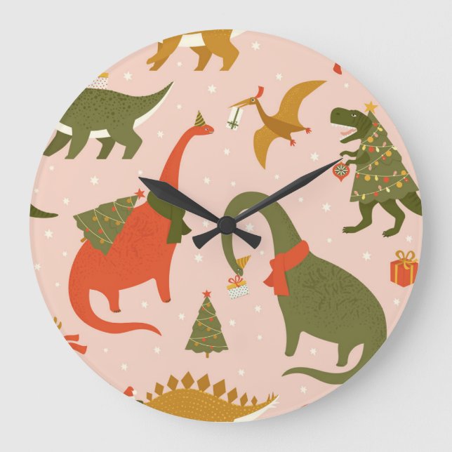 Grande Horloge Ronde Fête de Noël Dino : Tree Rex (Recto)