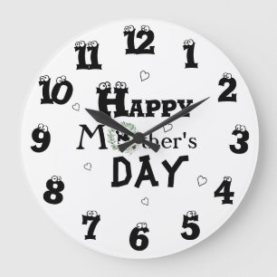 Grande Horloge Ronde Fête des mères avec coeur