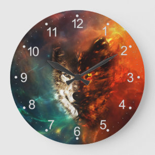 Grande Horloge Ronde Feu de loup et glace