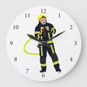 Grande Horloge Ronde Feuerwehrmann in blauer Einsatzkleidung