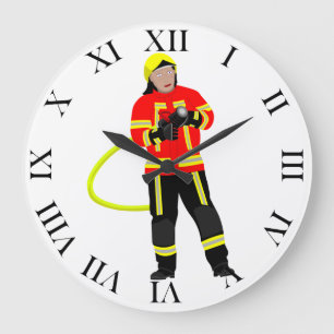 Grande Horloge Ronde Feuerwehrmann in Einsatzkleidung