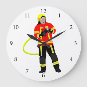 Grande Horloge Ronde Feuerwehrmann in Einsatzkleidung