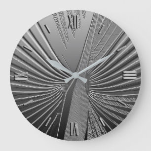 Grande Horloge Ronde Feuille de palme chromé Art déco