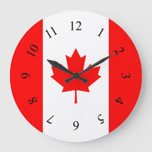 Grande Horloge Ronde Feuille d'érable canadienne Canada