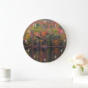 Grande Horloge Ronde Feuilles Automne Couleur Automne Scène Couleur Aut