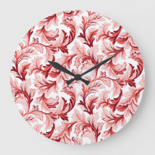Grande Horloge Ronde feuilles baroques en spirale vintage, décoratifs.