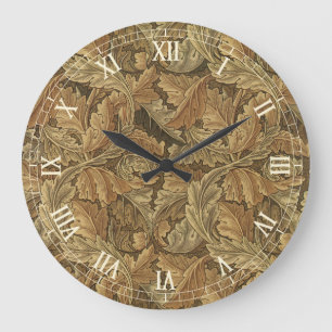 Grande Horloge Ronde Feuilles d'Acanthus par William Morris, Textile An