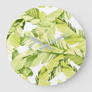 Grande Horloge Ronde Feuilles de bananier 4