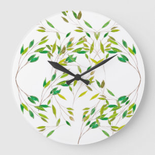 Grande Horloge Ronde Feuilles de Green
