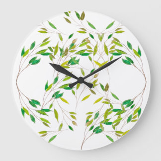 Grande Horloge Ronde Feuilles de Green