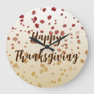 Grande Horloge Ronde Feuilles de l'érable de Thanksgiving