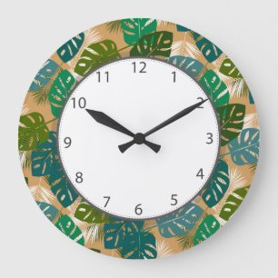 Grande Horloge Ronde Feuilles des îles tropicales