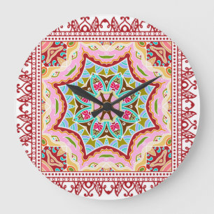 Grande Horloge Ronde Feuilles tropicaux Abstraits Motifs divers