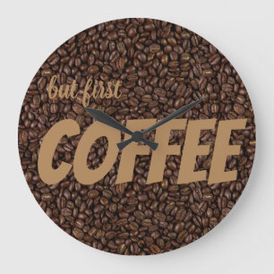 Grande Horloge Ronde Fèves de café