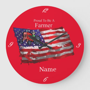 Grande Horloge Ronde Fier drapeau paysan patriotique Thunder_Cove