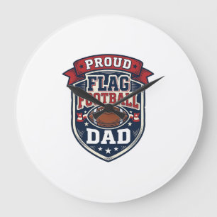 Grande Horloge Ronde Fier Papa Football Américain Vintage Badge Patriot