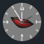 Grande Horloge Ronde Fille à la mode lèvres rouges, baiser<br><div class="desc">Cette image présente des lèvres rouges sur arrière - plan gris. . N'importe quelle fille aimerait avoir ce design élégant.Si votre art a encore besoin d'être ajusté, cliquez sur la Personnaliser Ce bouton. Cela vous mènera à un espace design où vous pourrez vous déplacer et même changer de police !...</div>