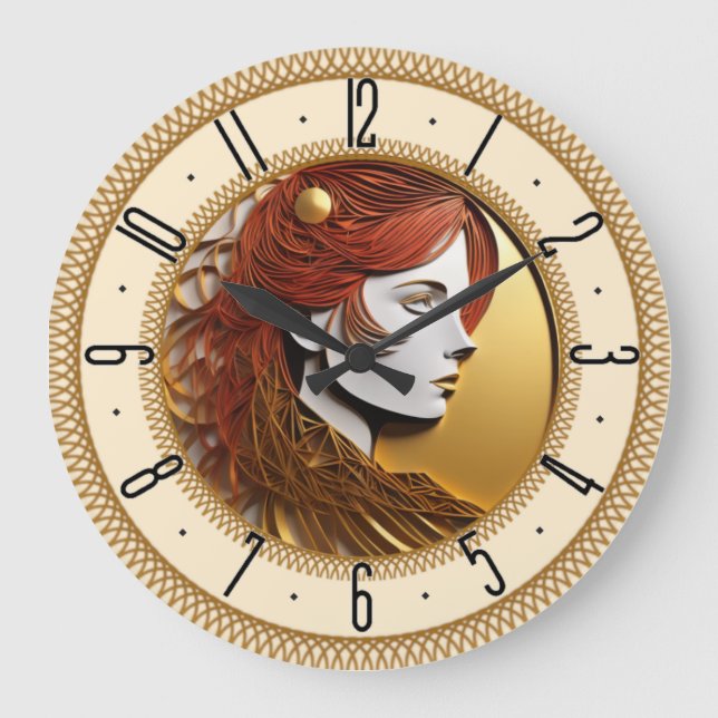 Grande Horloge Ronde fille Art déco (Recto)