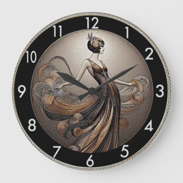 Grande Horloge Ronde Fille Art Déco (Recto)