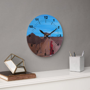 Grande Horloge Ronde Fille au chameau Peinture par Alfred Fox