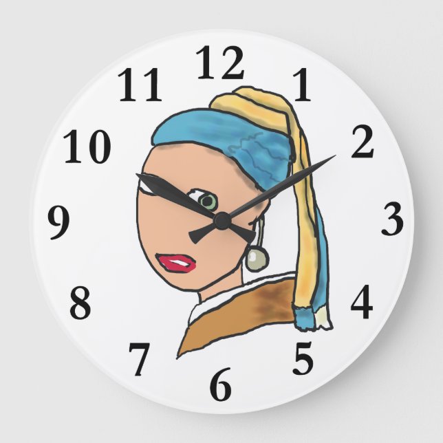 Grande Horloge Ronde Fille Avec Une Perle À Porter (Recto)