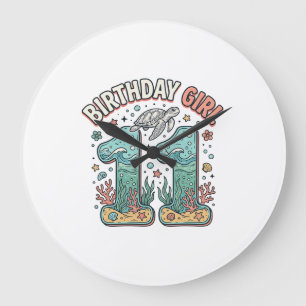 Grande Horloge Ronde Fille d'anniversaire 11 Tortue de mer Conception d