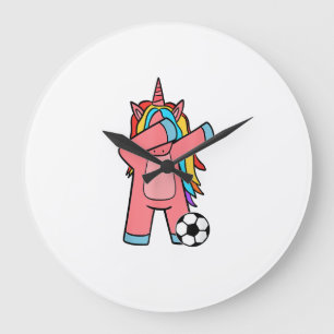 Grande Horloge Ronde Fille de football Femmes Football Licorne Ballon d