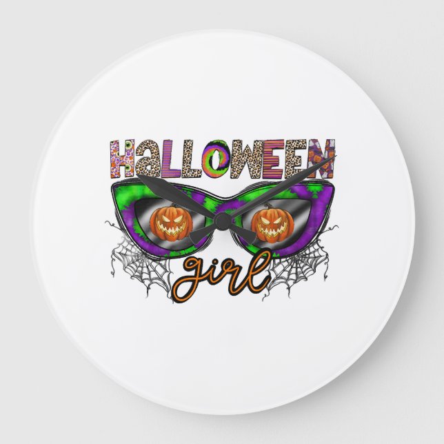Grande Horloge Ronde Fille d'Halloween (Recto)