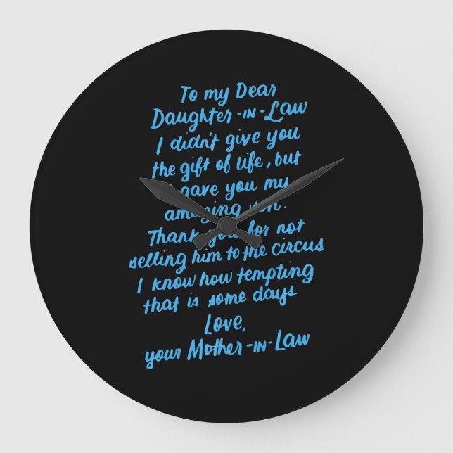 Grande Horloge Ronde Fille drôle en droit à ma chère fille en droit (Recto)