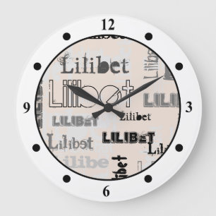 Grande Horloge Ronde Fille Garçons Nom Cadeaux Accessoires Coral Pêche