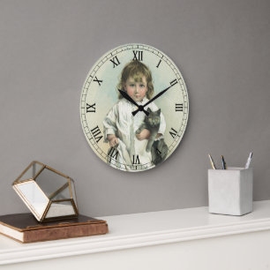 Grande Horloge Ronde Fille victorienne vintage en chemise de nuit avec 