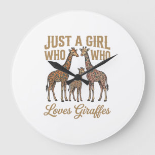 Grande Horloge Ronde Fille Vintage Qui Aime Les Giraphes Conception De