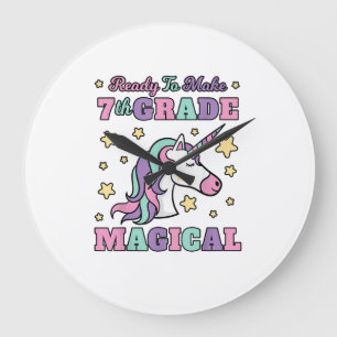 Grande Horloge Ronde Filles 7e année retour à l'école licorne magique G