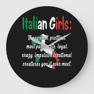 GRANDE HORLOGE RONDE FILLES ITALIENNES FUNNY