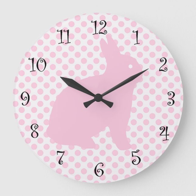 Grande Horloge Ronde Filles mignonnes cadrans roses (Recto)