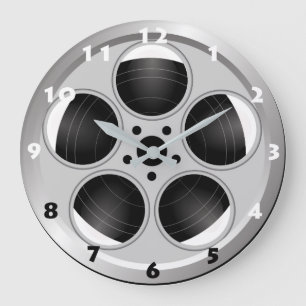 GRANDE HORLOGE RONDE FILM REEL AVEC NUMÉRAUX NOIR ET BLANC