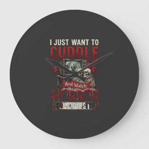 Grande Horloge Ronde Films d'horreur câlins Halloween Crânes Télévision