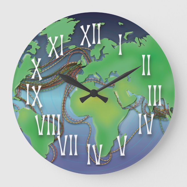 Grande Horloge Ronde Fils du monde - Câbles sous-marins (Recto)