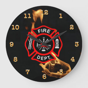 Grande Horloge Ronde Fire Dept Flames Maltese Cross